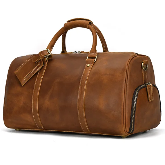 Luxury Mens Weekender Duffle Bags Carry Custom Genuine Leather Duffle Bags With Logo Gym Bag Leather for Travel Hiking Custom