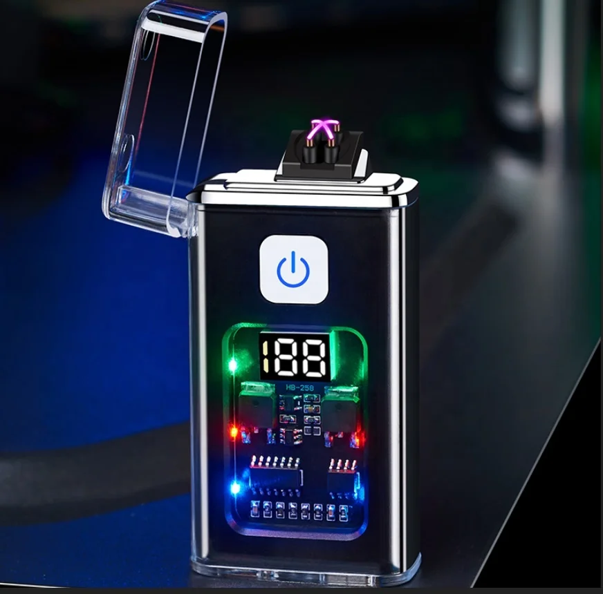 Electric USB Rechargeable Plasma Dual Arc Windproof Flameless Lighter with LED Battery Indication for Candles, Incense, Camping