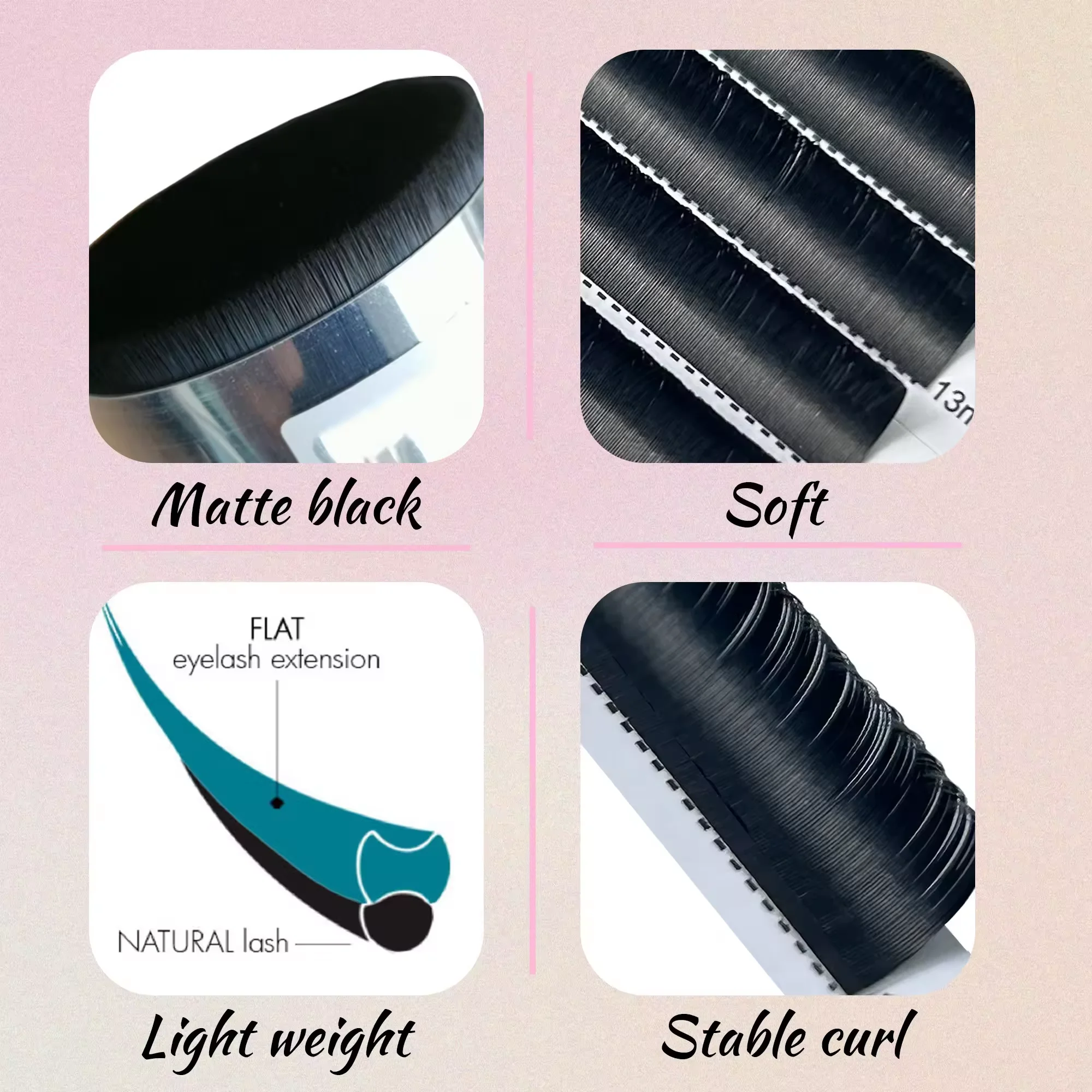 Premium flat lash extensions 0.15 0.20mm c cc d dd curl individual flat ellipse lashes