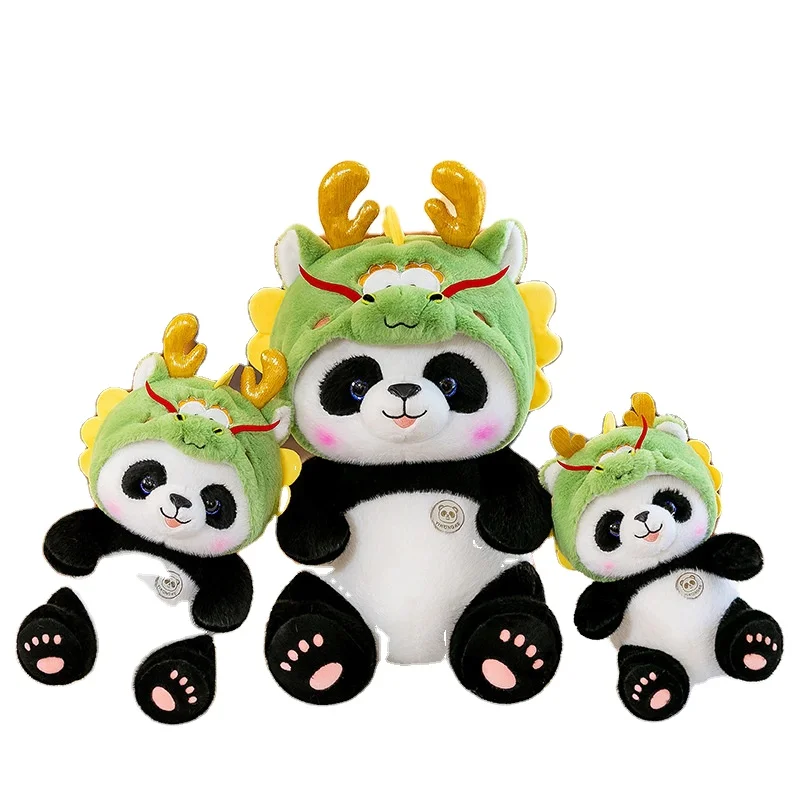 New Fuzzy Animal Plush Toy Removable Dragon Hat Panda Plush Toy Doll National Treasure Panda Plush Doll