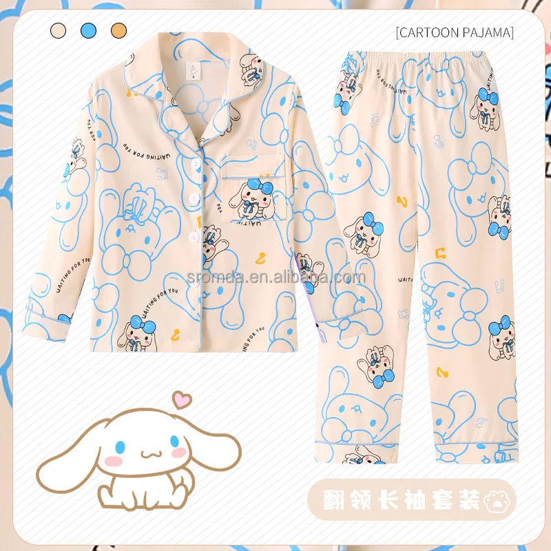 Sromda Kawaii Sanrios Kids Sleepwear Cute Mymelody Kuromi Cartoon Long Sleeve  Pajamas Wholesale Autumn Home wear for Girls