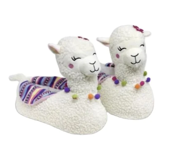 Customized cute alpaca plush slippers for home slippers Christmas slippers
