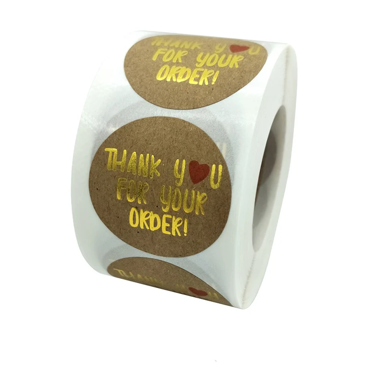 Gold Foil 1.5 inch Adhesive customize sheet gracias Kraft paper box packaging hot stamping  label