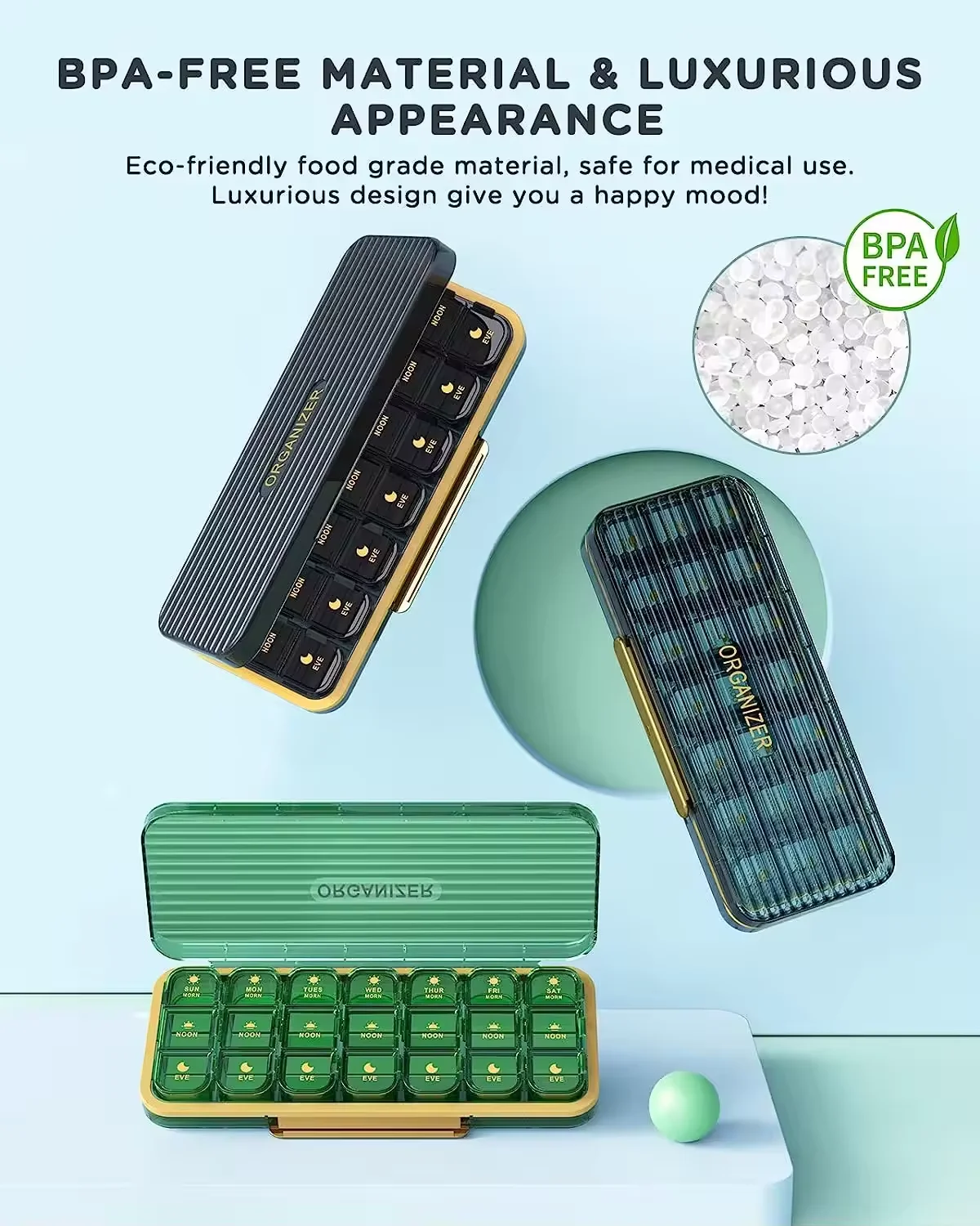 Easy Open pastillero Vitamin pill case Dispenser 7 Compartments Plastic medicine box medicine container