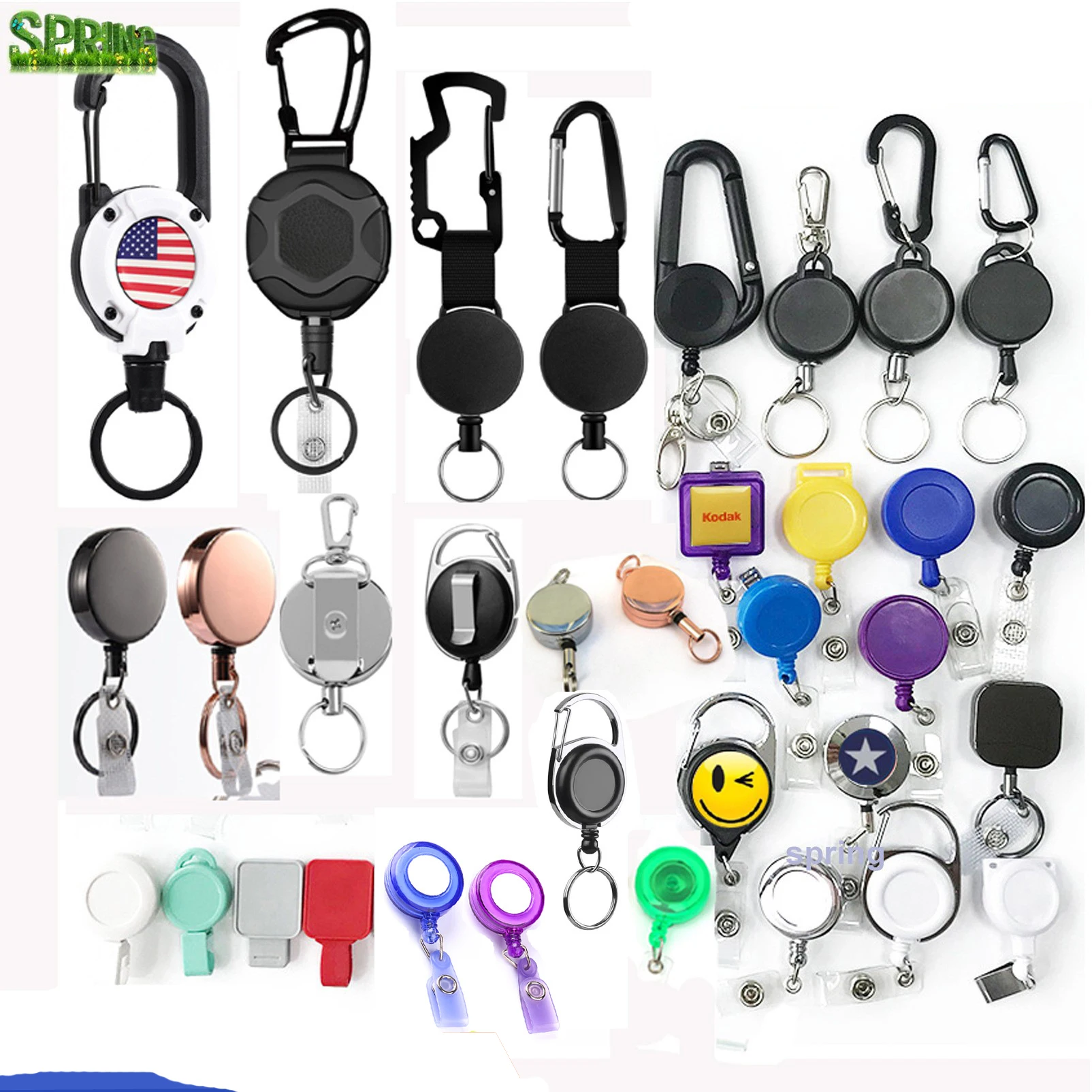 Custom Retractable Clip ID Badge Pull Reel Holders Retractable ID Name Badge Reel  ID Card Holder School Teaching+Office+Home