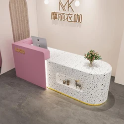 Customizable Logo Nail Beauty clinic Spa bar Salon pink White Gold purple round reception desk beauty salon