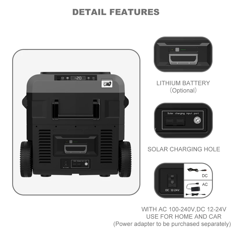 32L Portable 12V/24V DC Micro LED Display USB Outlet Car Home Multi-function Mobile Deep Freezer Compressor Car Fridge