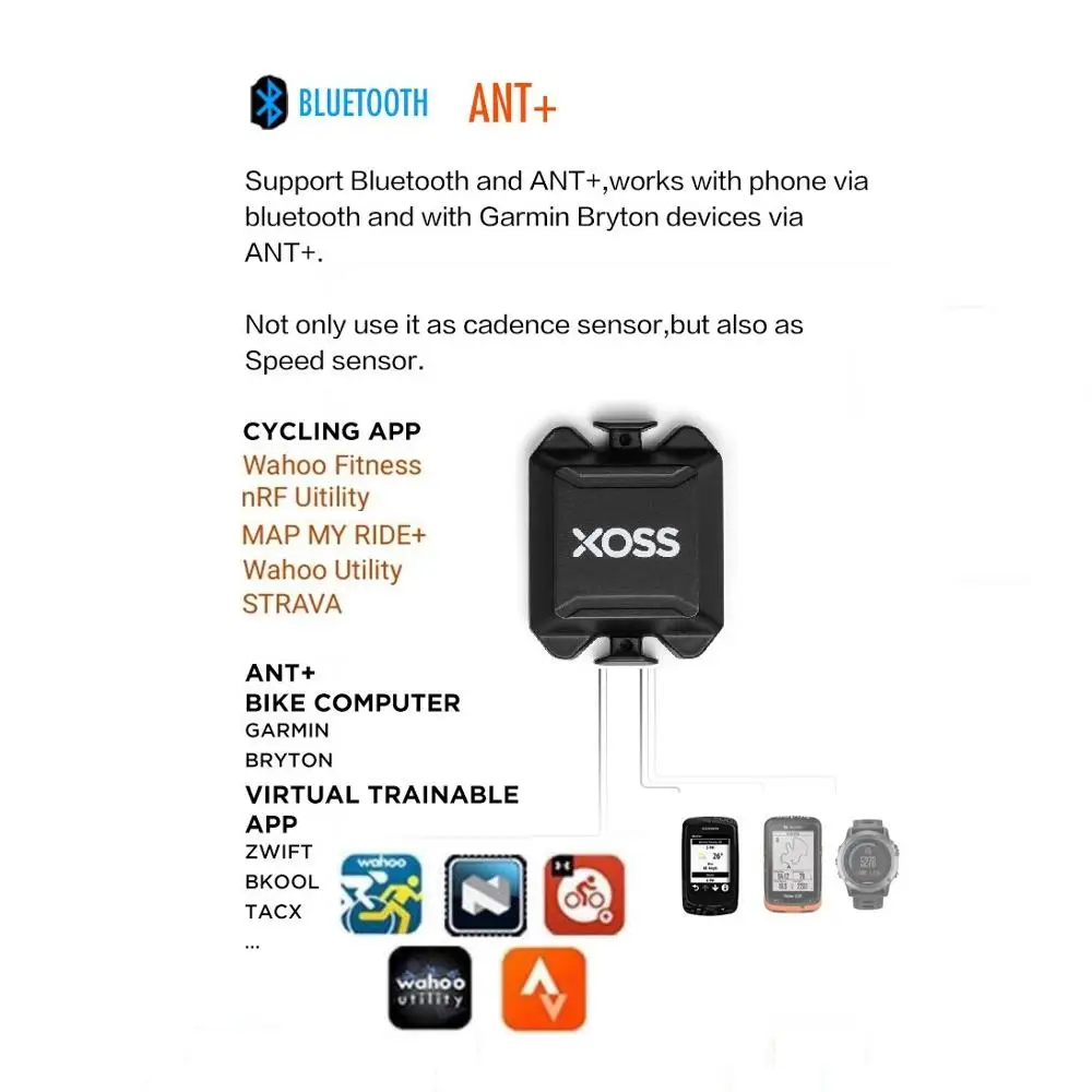 XOSS bike cycling ANT+ Wireless compatible Speed Cadence Dual sensor bicycle computer speed monitor