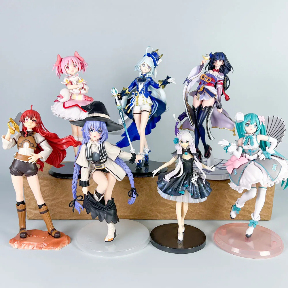 10-20CM Genshin Impact Miku Sailor Moon Rem Ram Sexy Girl Kawaii Statue Japanese Cartoon Figurine Anime PVC Figure