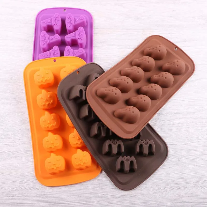 Wholesale Kitchen Items Candy Cookies Baking Ice Cube Halloween Mini Pumpkin Ghost Bat Halloween Silicon Molds for Chocolate