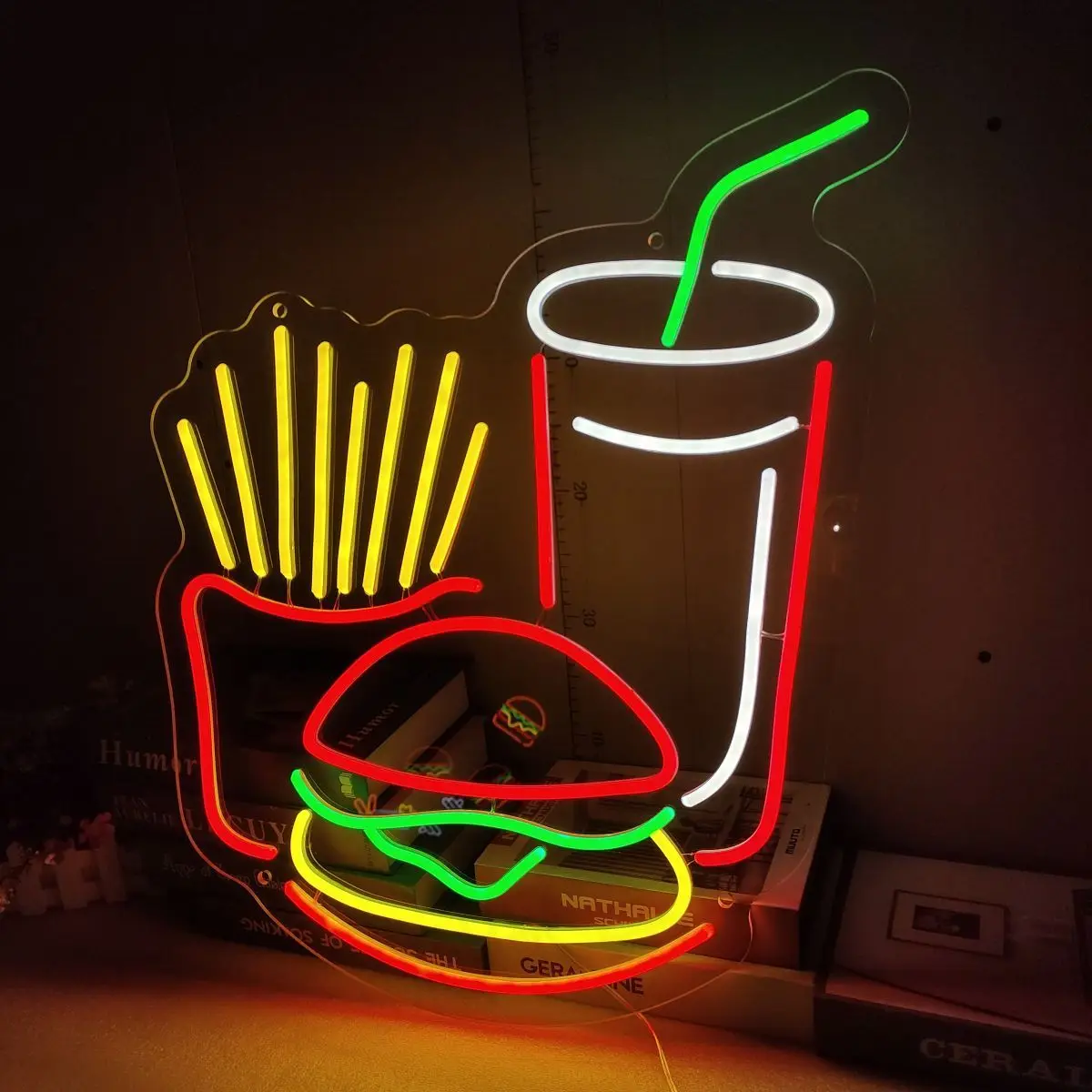 Custom Neon Light Led Hamburger French fries cola light Neon sign For Business Burger Chicken Shop Kitchen Wall Bar Decor