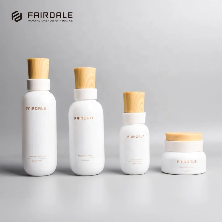 Fairdale New Design 130ML 110ML 50ML Lotion Bottle  55G Cosmetic Glass Jars With Bamboo Lid