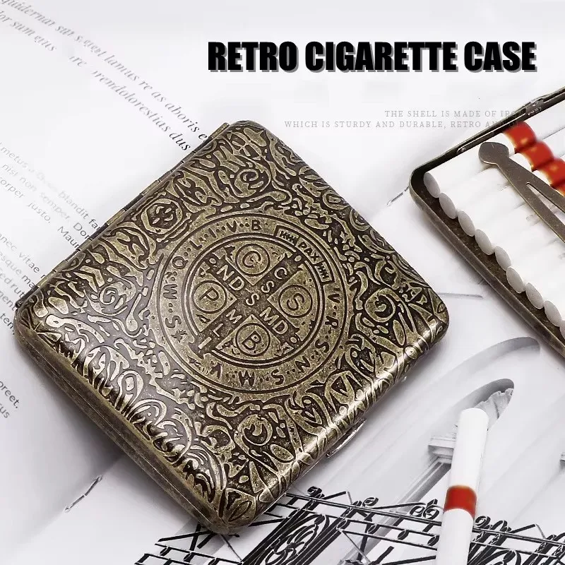 RTS Factory Vintage Metal Cigarette Case Box Portable 20 Cigarettes Case Holder Retro Smoke Tool Pocket Smoking Accessories