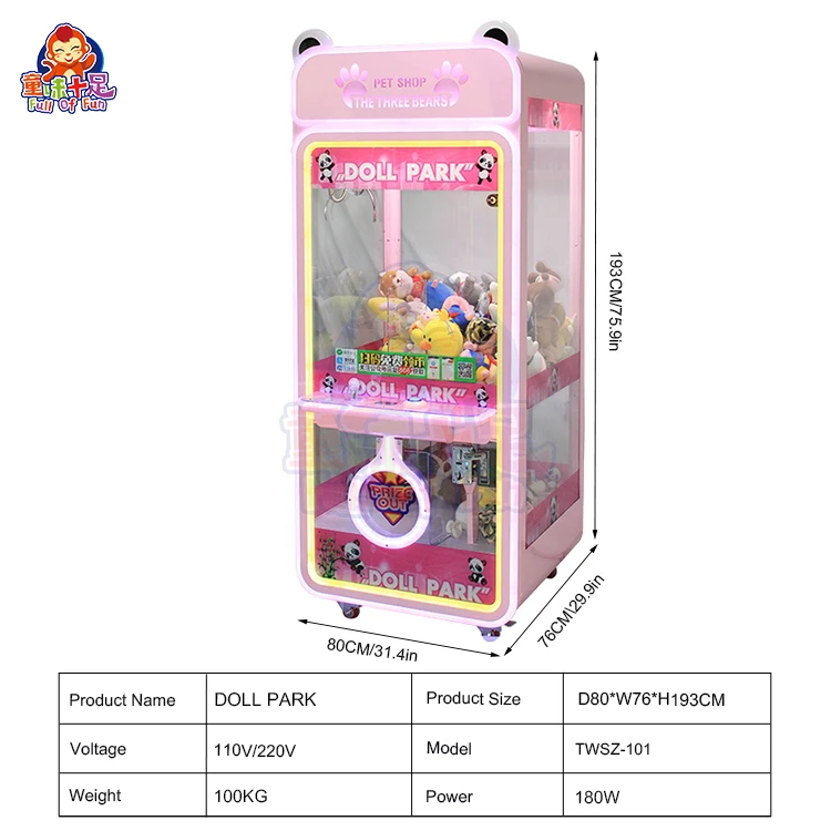 Wholesale Plush Toys For Large Claw Machine Toy Crane Claw Machine Transparent With Card Reader And Bill Operated