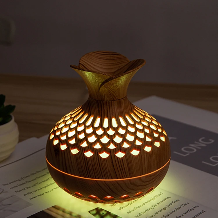 Best Selling 7 Color Led Portable Night Light USB Wood Grain Ultrasonic Mist Air Humidifier For Home Office