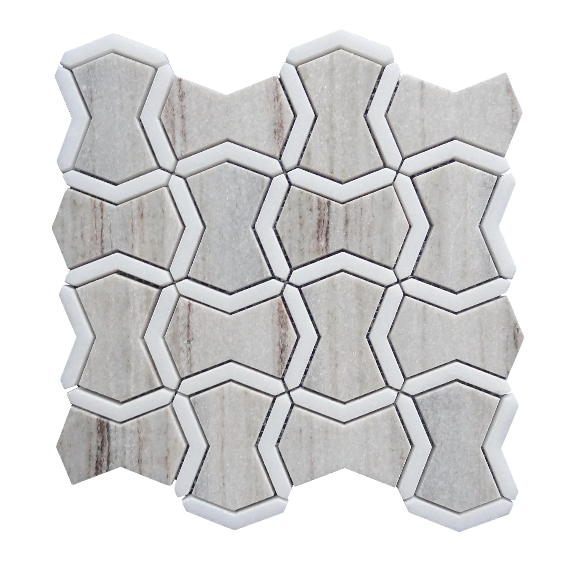 Best price wooden gray travertine white pebble marble floor mosaic tile made in china
