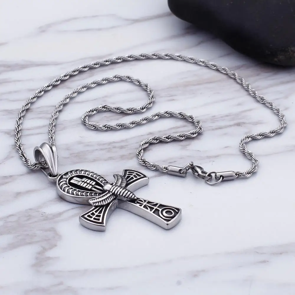KALEN Vintage Stainless Steel Eagle Cross Pendant For Men