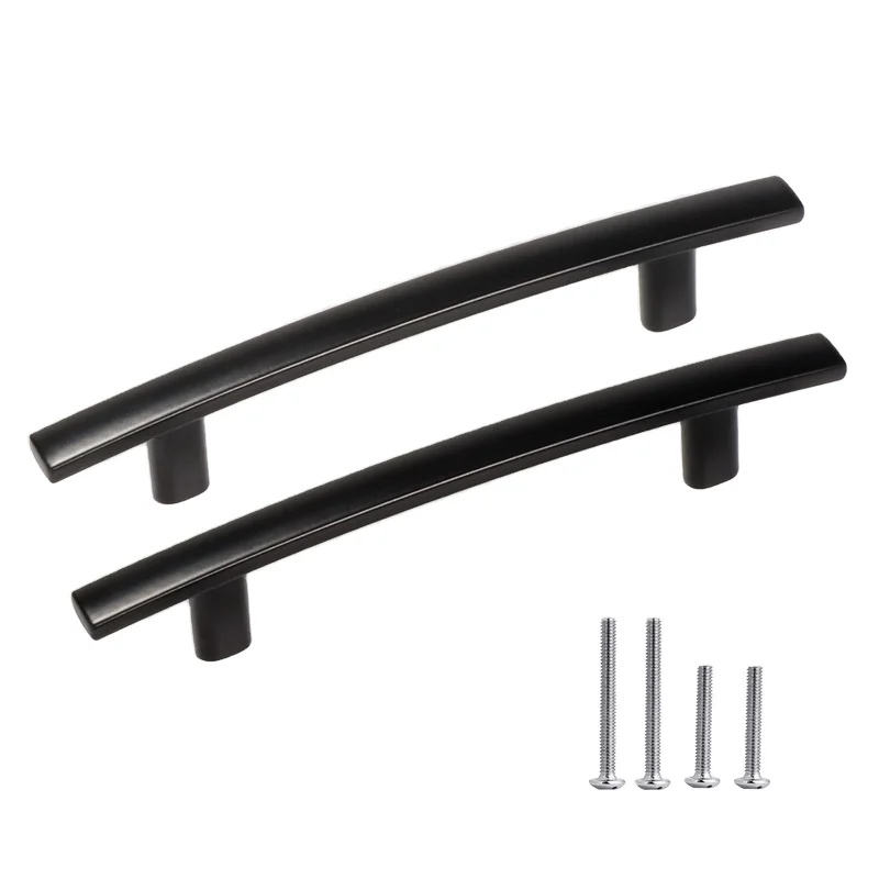 WEKIS Kitchen Cabinet Hardware Zinc Alloy Modern Style Furniture Pulls Matte Black Curved Arch Shape Bathroom Drawer Door Handle