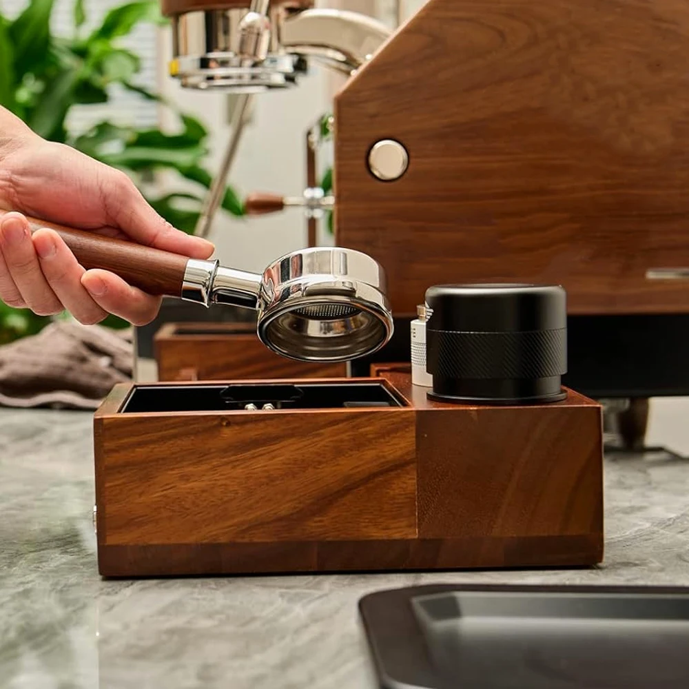 58mm Espresso Knock Box Coffee Machine Accessories Wooden Tool 51/53/54mm Tamping Distributor Station 4 in 1 Walnut Knock Box