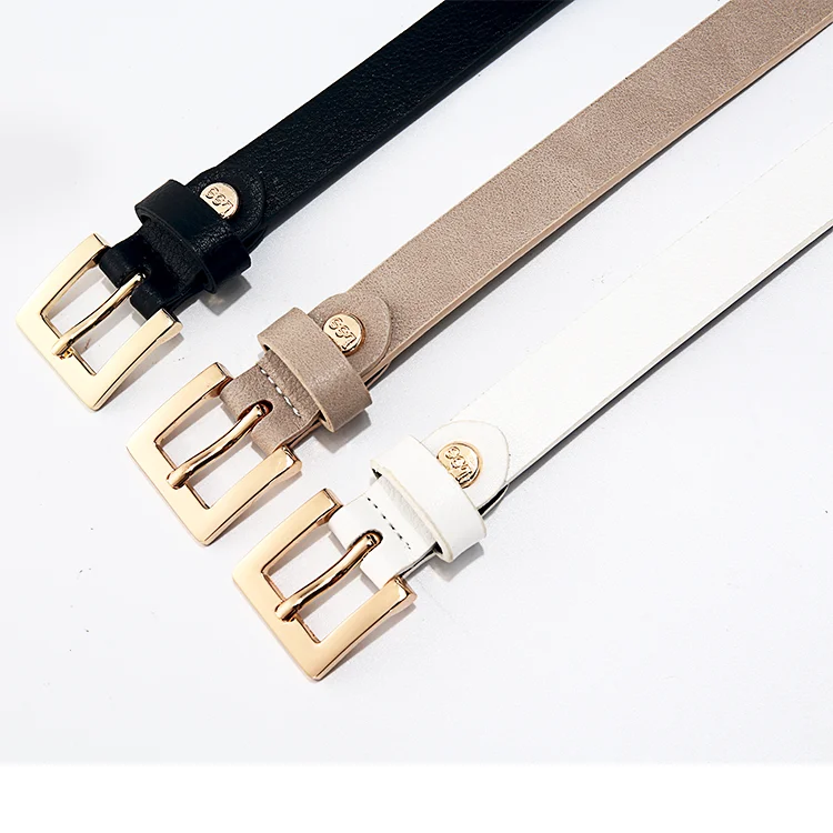 
Women casual Skinny Jean dress design leather Belt with classic gold buckle 