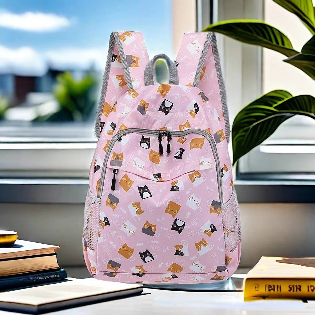 Nylon Fabric Lightweight Packable Cartoon Backpack Waterproof Hiking Camping Travel Foldable Ultralight Bag with Logo