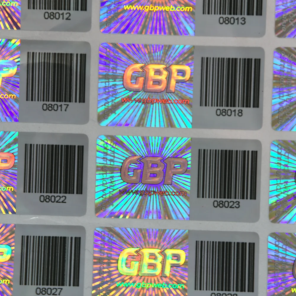 Manufacture Custom Unique Number Waterproof Coated Paper Laser Hologram Label with QR Code Security Printing Barcode Sticker