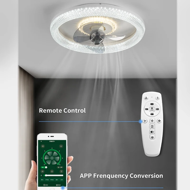 Customized low noise remote control 3 fan speed invisible white ceiling light