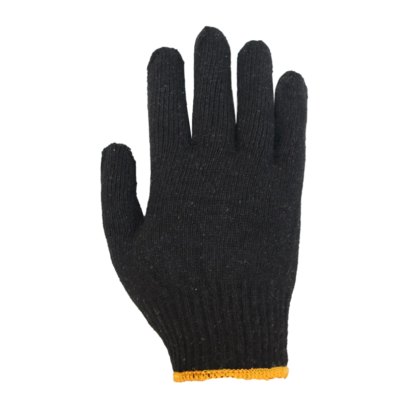 Wholesale Custom Black stain resistant Cotton Knitted Hand Gloves for worker men hand protection
