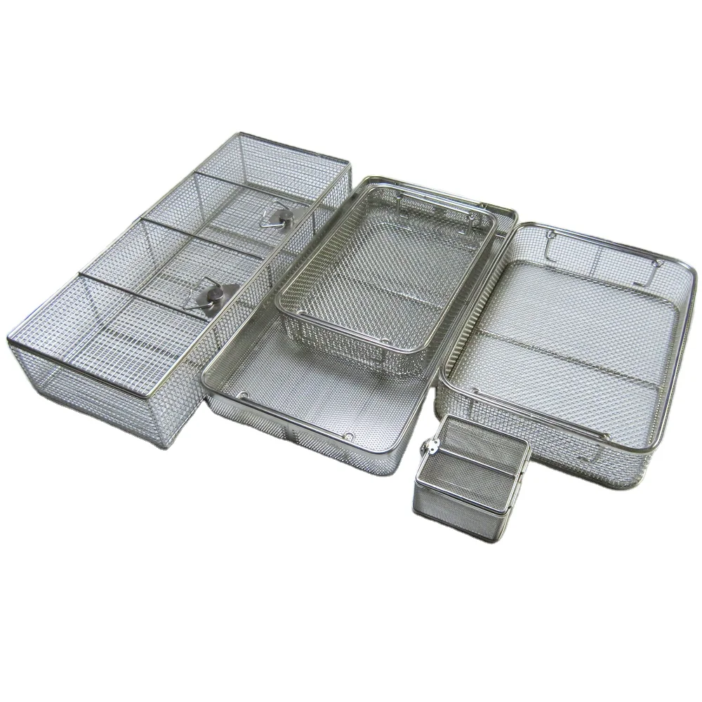 Stainless Steel Electropolished Mecidal sterilization Mesh Basket with Locking Lid