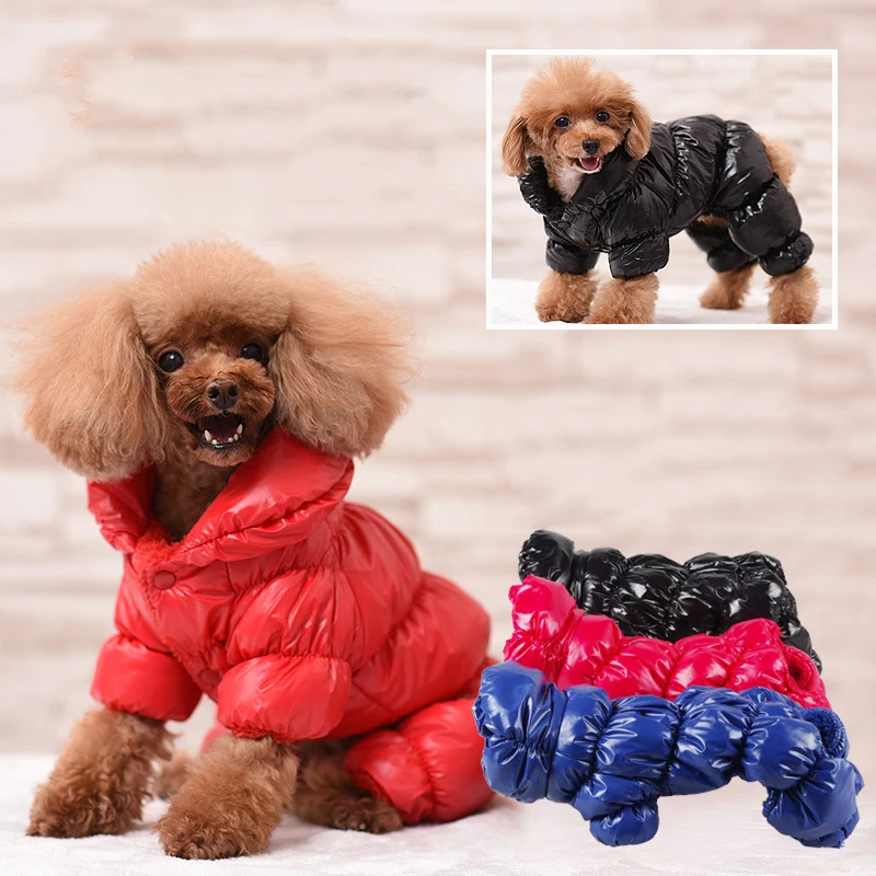 Fashion Solid Color Cotton Winter Warm High Collar Padded Pet Down Jackets Dog Clothes// Pet Clothes for Dogs Hoodies Opp Bag