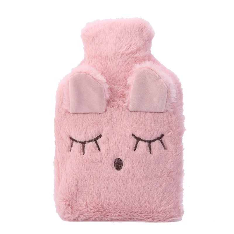 Customized High Quality PVC 21*14 Cute Rabbit Hot Water Bottle With Plush Cover Hot Water Bag