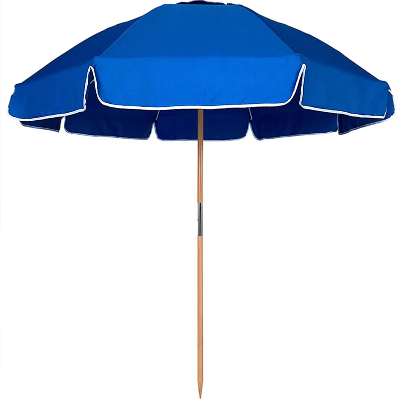 High Quality Custom Commercial Promotional Beach Umbrella Modern Design Waterproof Wooden Pole Sun Parasol for Travel Adults