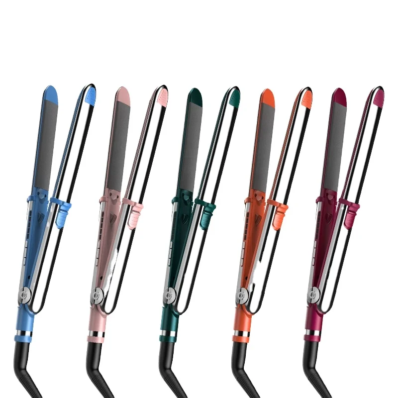 Professional Ceramic Customize  Silver Stainless Steel  Hair Curler Straightener Flat Irons Set Wholesale Private Label