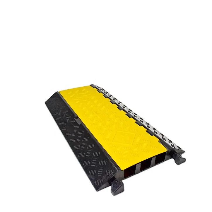 Polite Channel size 3 Channels Floor Cable Protector,Rubber Cable Wire Cover Ramp with Protect Cables rubber speed bump
