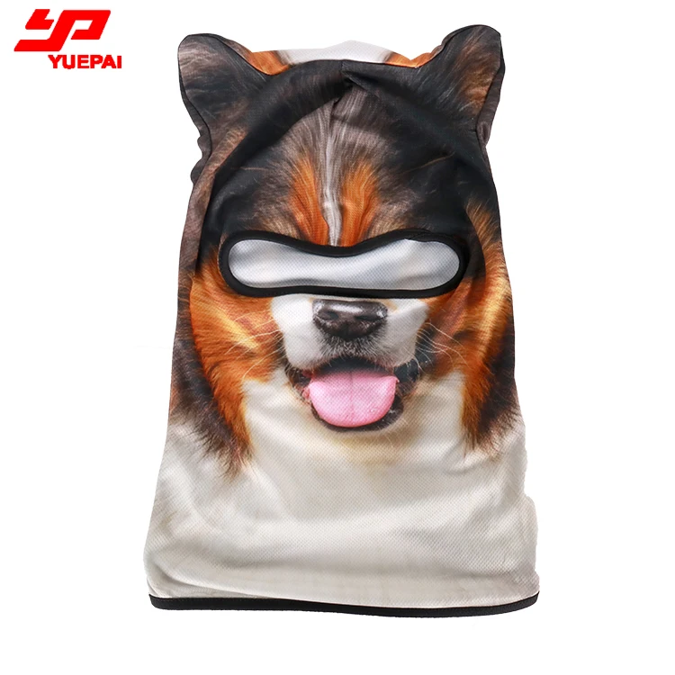 Dropship Full sublimation head face one hole winter designer cat dog headwear design logo 3d animal custom print balaclava