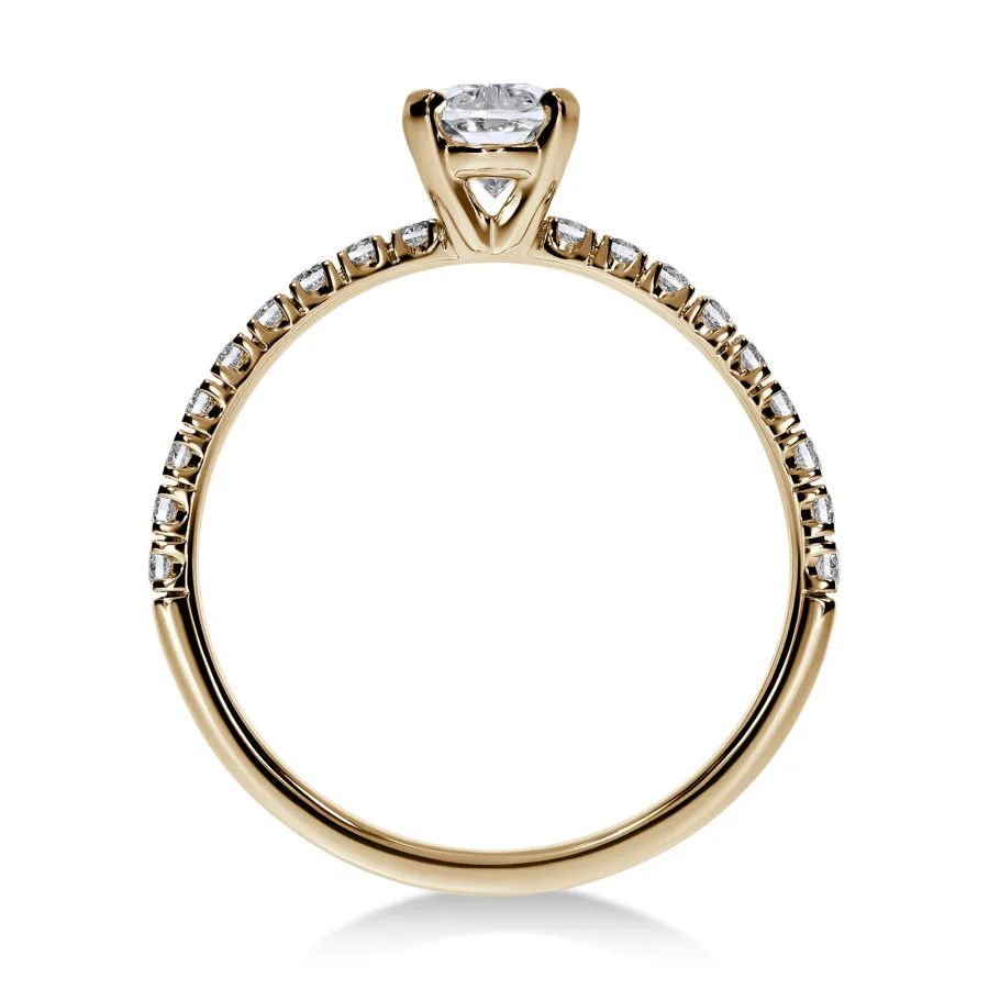 Firstmadam Solid 18K Gold Engagement Ring Set a 0.7 ct Center oval Lab Diamonds with Four Claws