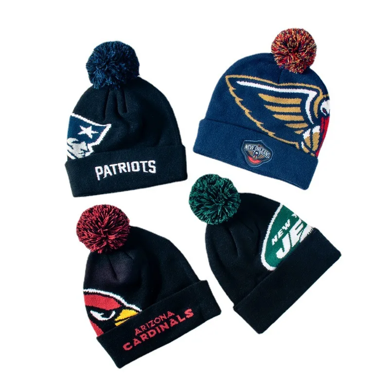 customize logo jacquard Fabric PU Patch knitted woolie slouchy fleece beanie unisex winter hats manufacturers for women men kids