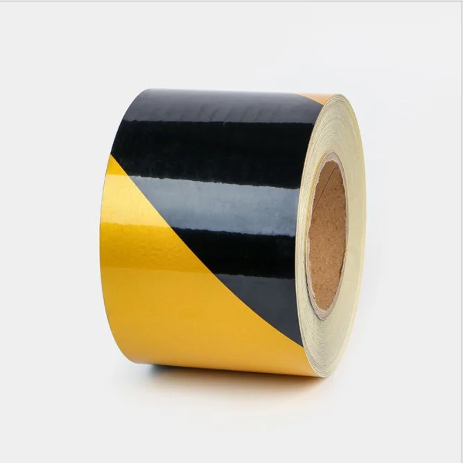 5cm Yellow and Black Strip Warning Line Traffic Reflective Tape Roadway Safety Tape