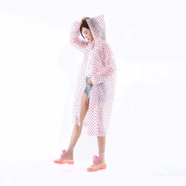 
Red Dot Thick Plastic Branded Couple Foldable Rain Coat Costume, Impermeable Advertisement Raincoat Cloth, Poncho Adult 