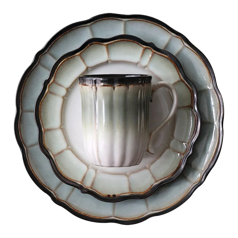 
Luxurious lotus leaf ceramic plate Colorful Steak Plate Colorful Glazed Fruit Salad Plate Hotel ceramic tableware series 