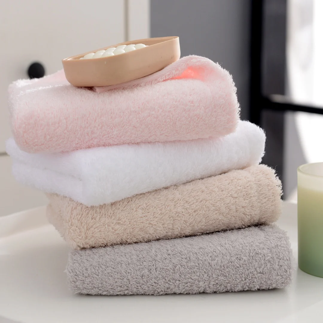 100% combed cotton bathroom towels long twist spiral terry pure pink white hand bath towel wash cloth towel sets