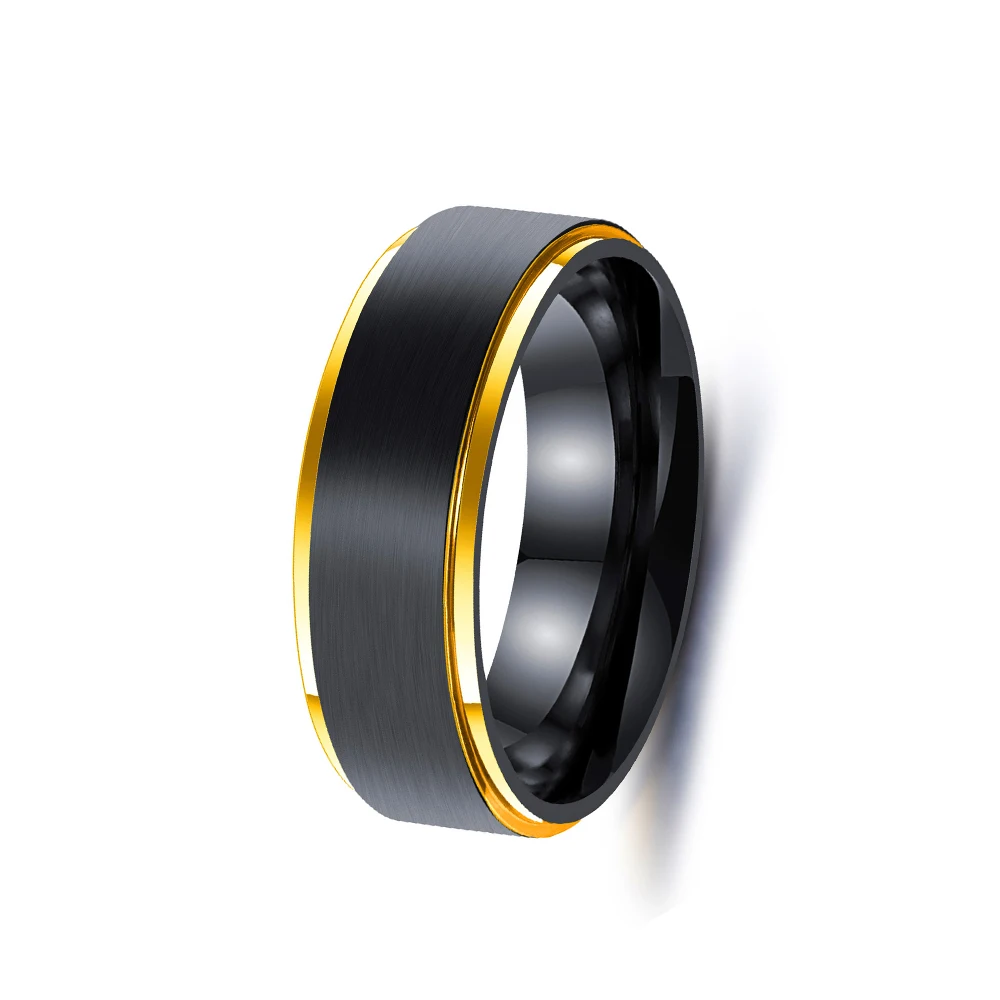 ShuoyeW 8MM Stainless Steel Ring Colorful Black Gold Matte Lassa Basic Stainless Steel Ring Finger Ring 420