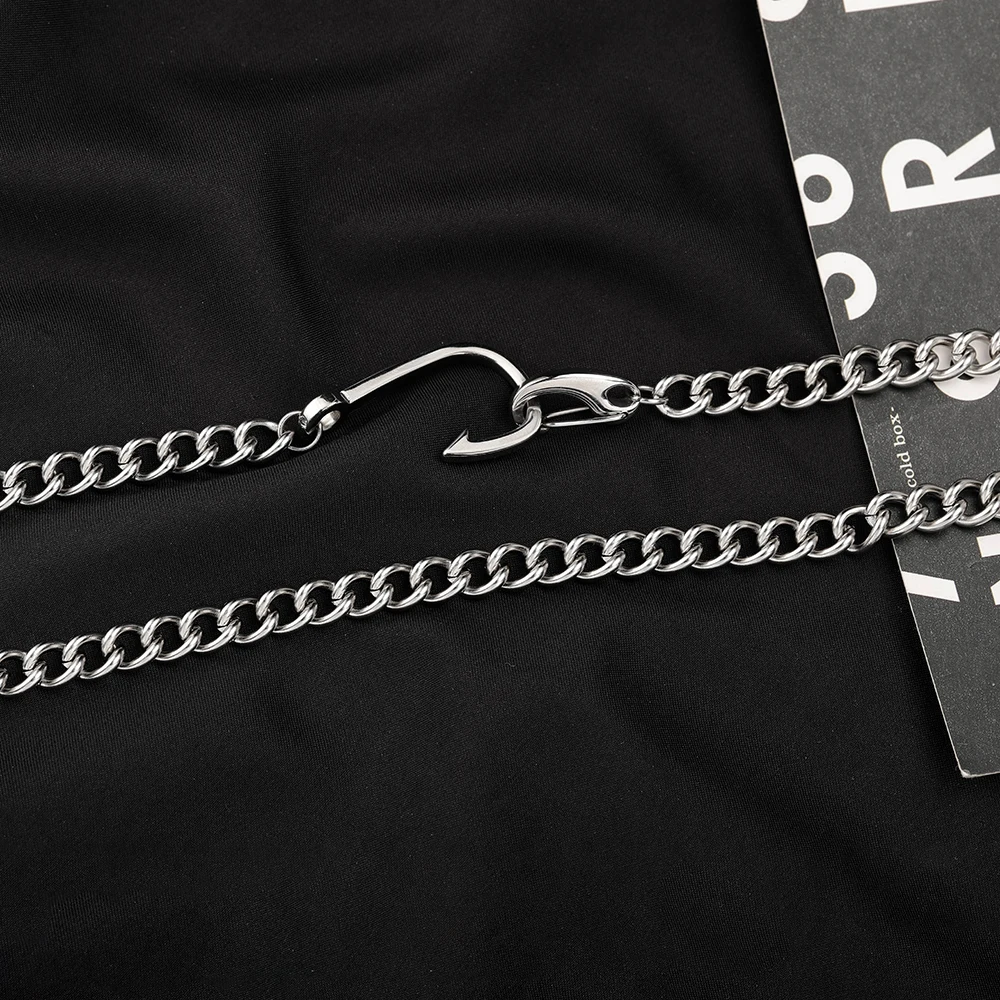 Craft Wolf FISHING HOOK Pendant Stainless Steel Chain  Couple Jewelry Trendy Necklace