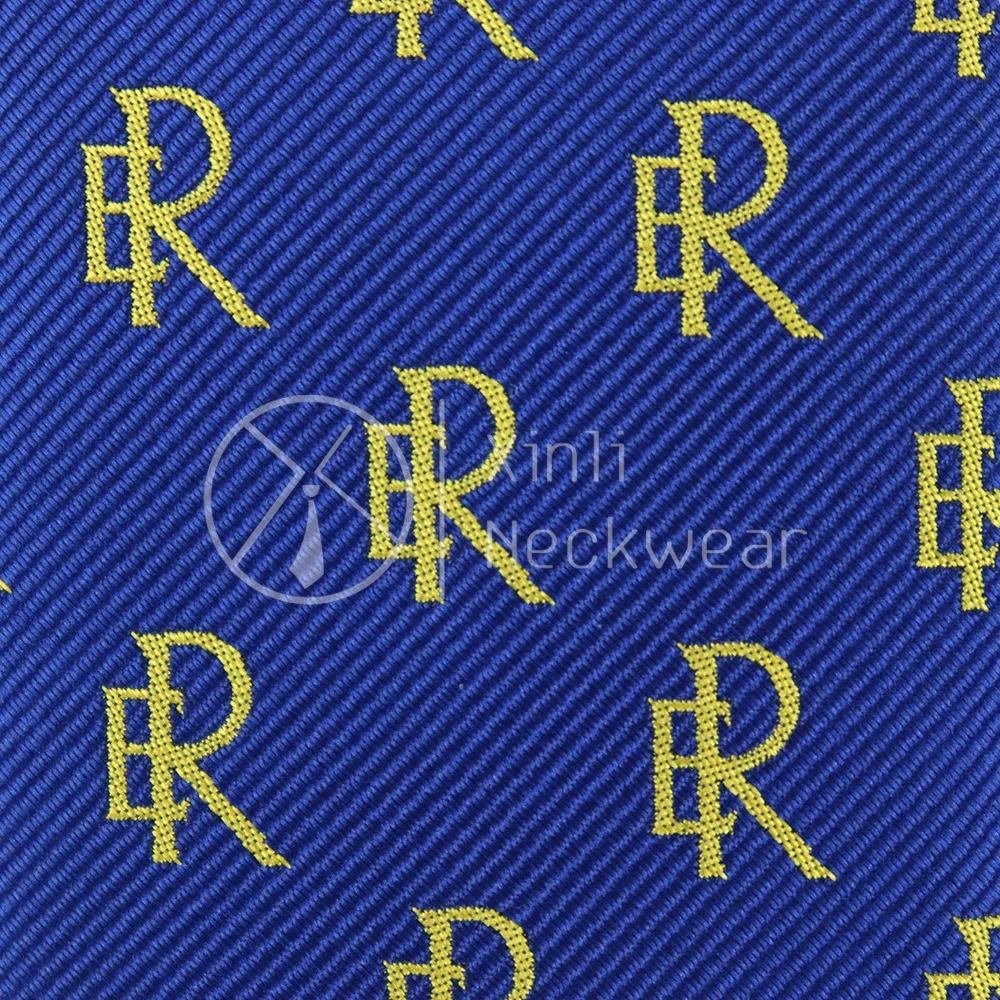 Wholesale Royal Blue Polyester Woven Jacquard Ties Custom ER Logo Pattern Mens Slim Designer Neckties