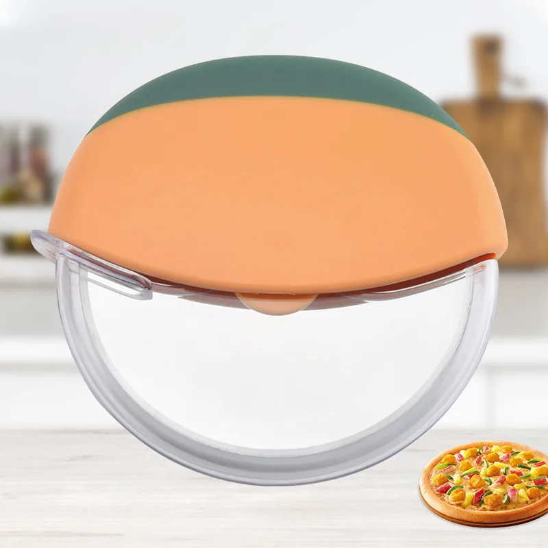 Qimeng Hot Sale Wholesale Pizza Rolling Cutter Steel Pizza Cutter Plastic Hangle Roller Cutter Pizza