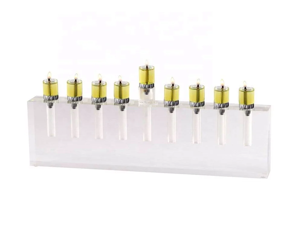 Judaism Lucite Menorah для еврейского ханукального завода по индивидуальному заказу Judaica Chanukah Подарочный акриловый канделябрный канделябры в качестве вазы