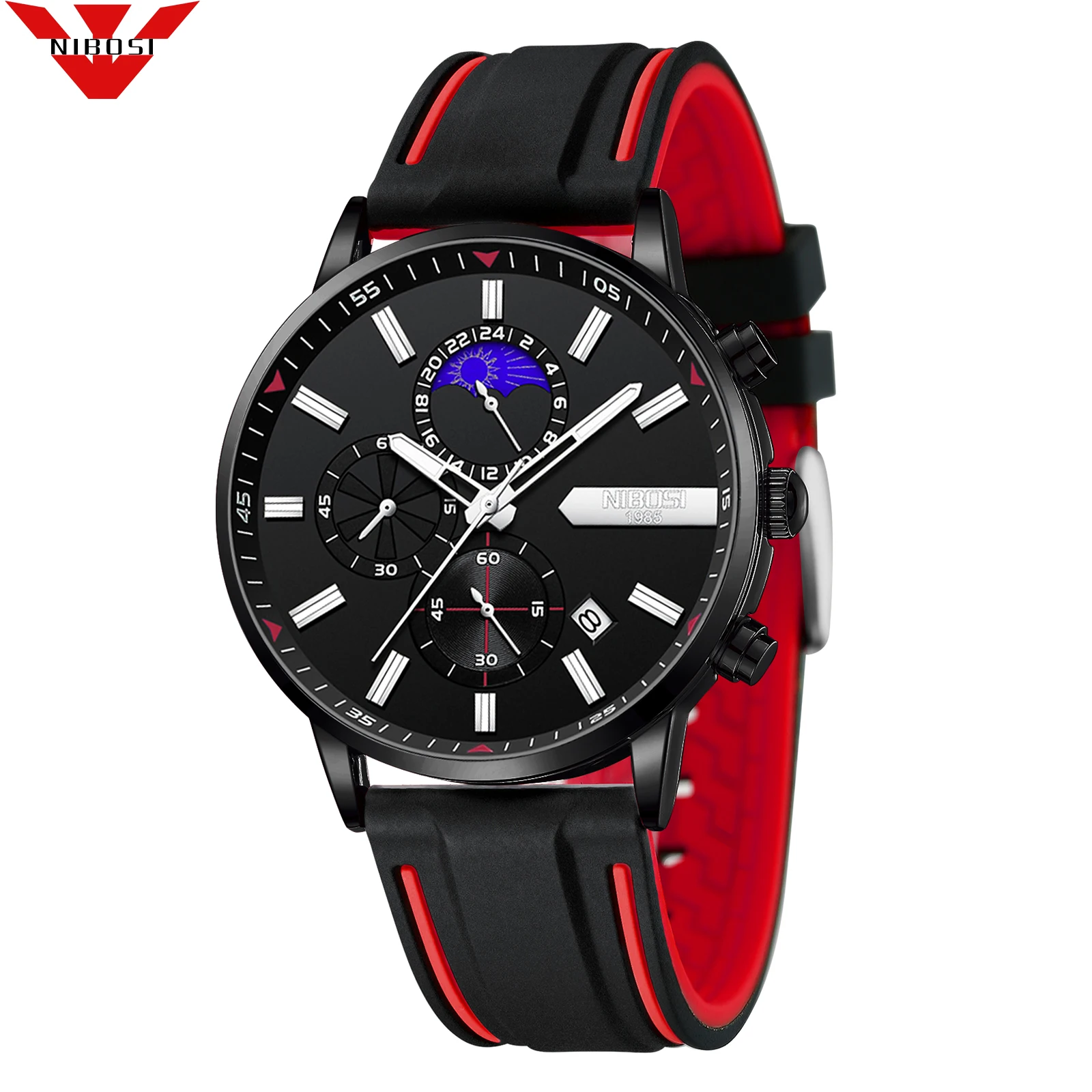 NIBOSI 2501 Sport Chronograph Mens Watches Top Brand Luxury Quartz Clock Waterproof Luminous Watch Men Relogio Masculino