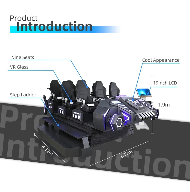 YHY 4d 8d 9 Seats Warrior Car Indoor Interactive Games Virtual Reality Machine Vr 9D Movie Simulator