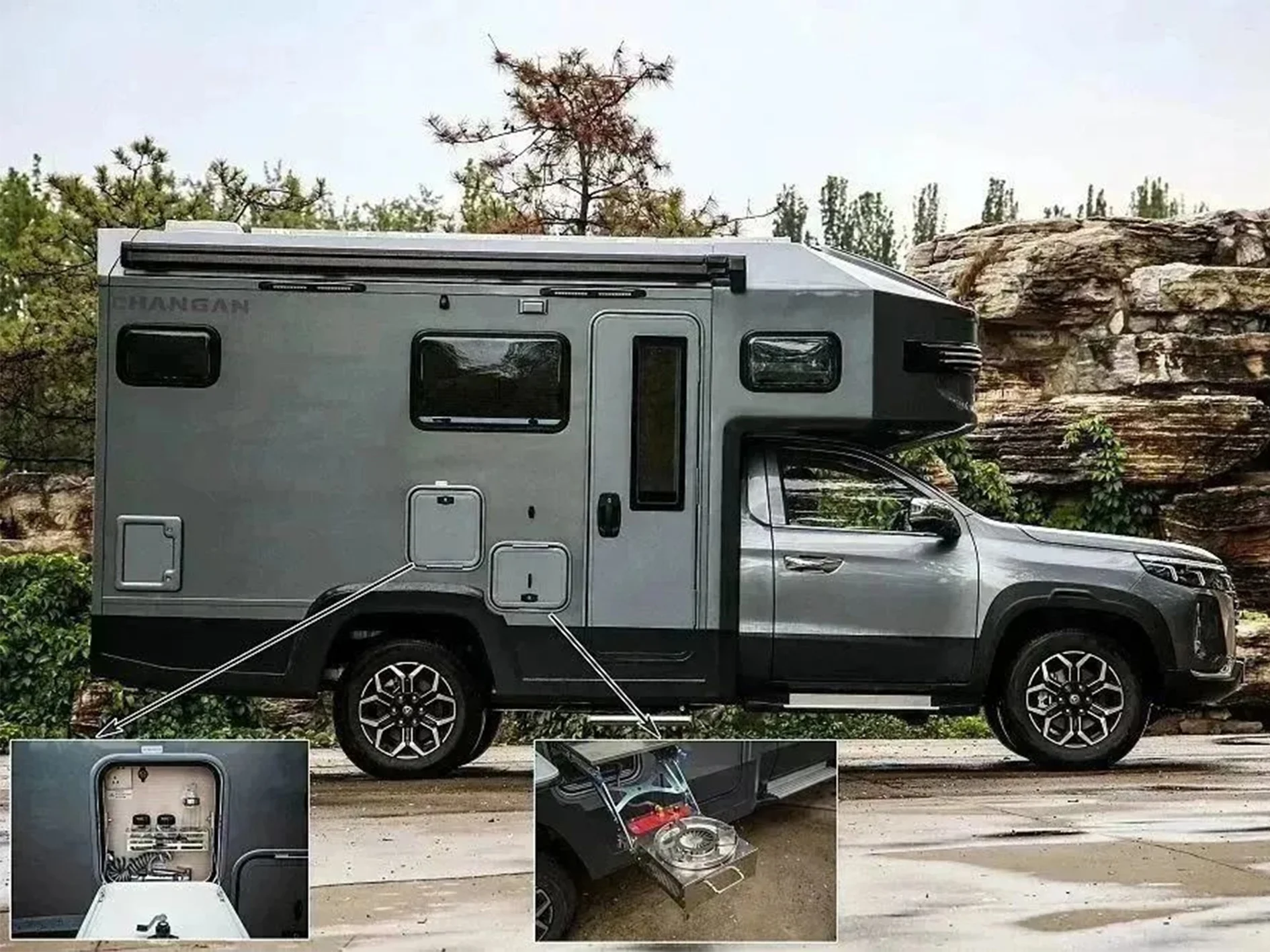 Popular China Electric Car Gasoline and Solar Powered RV For Changan Fengjing Blue Ahale Version