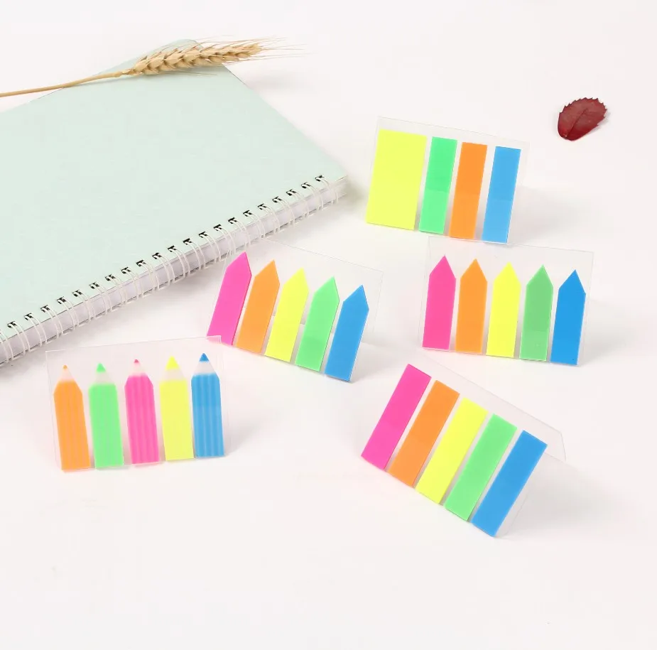PET Material Self-Adhesive Page Markers Neon Colored Index Tabs Self-Stick mini notas adhesivas Sticky Note